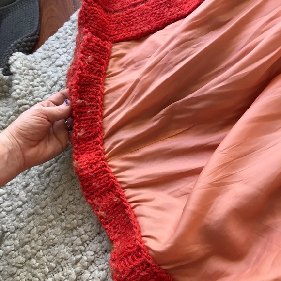 VINTAGE 1960s ORANGE KNIT COAT - size M/L - Picture 6 of 7